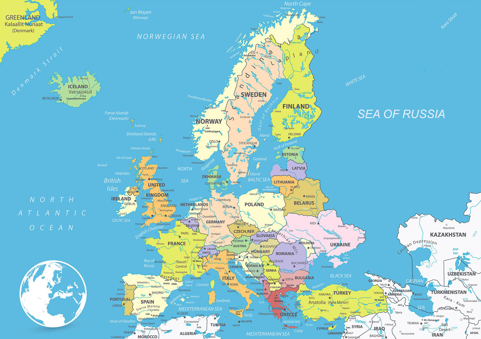 Разделенные столицы европы. Political Map of Europe.